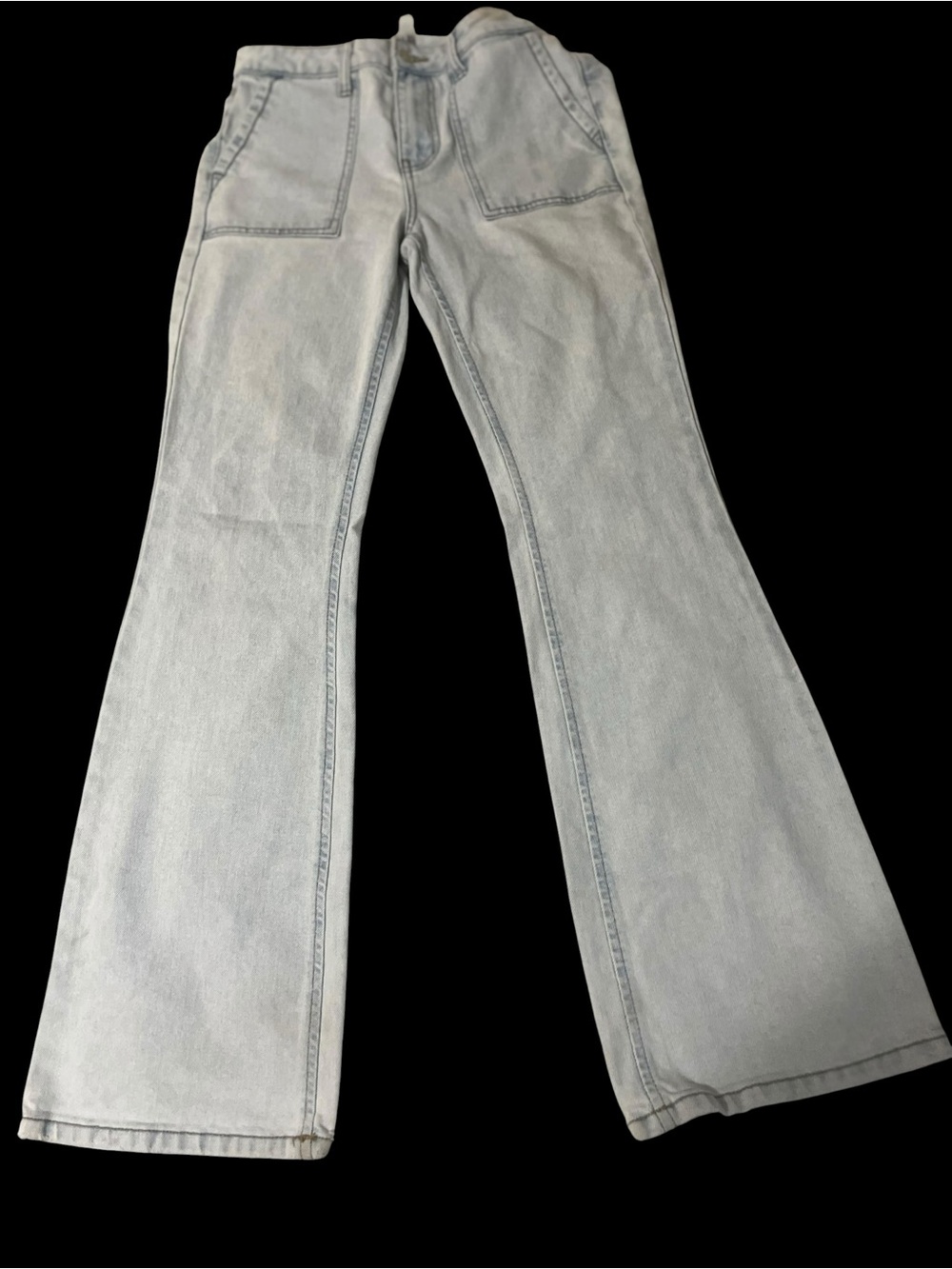 No Boundaries Light Blue Wide Leg Jeans with Front Patch Pockets